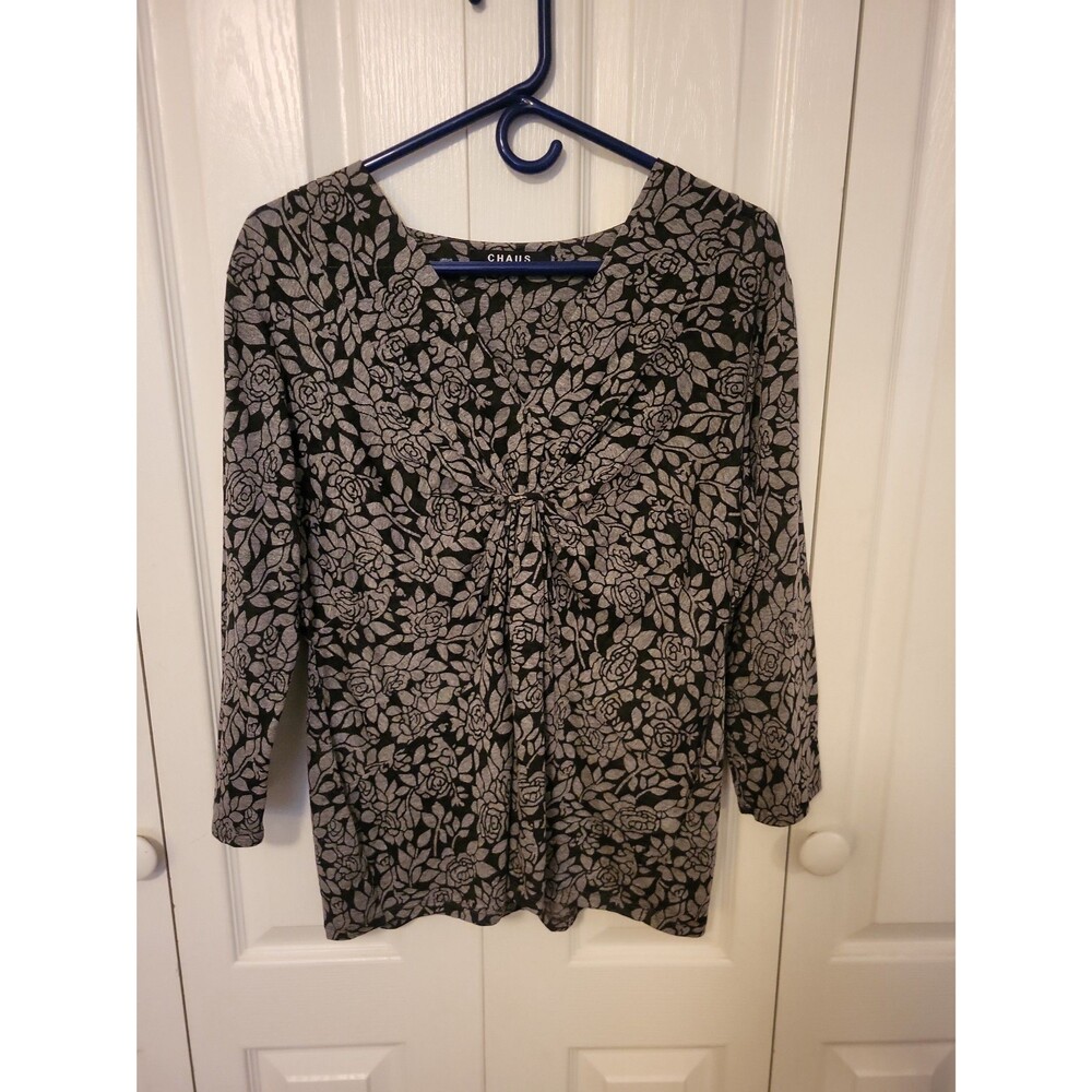 Chaus Floral Print V-Neck Blouse
